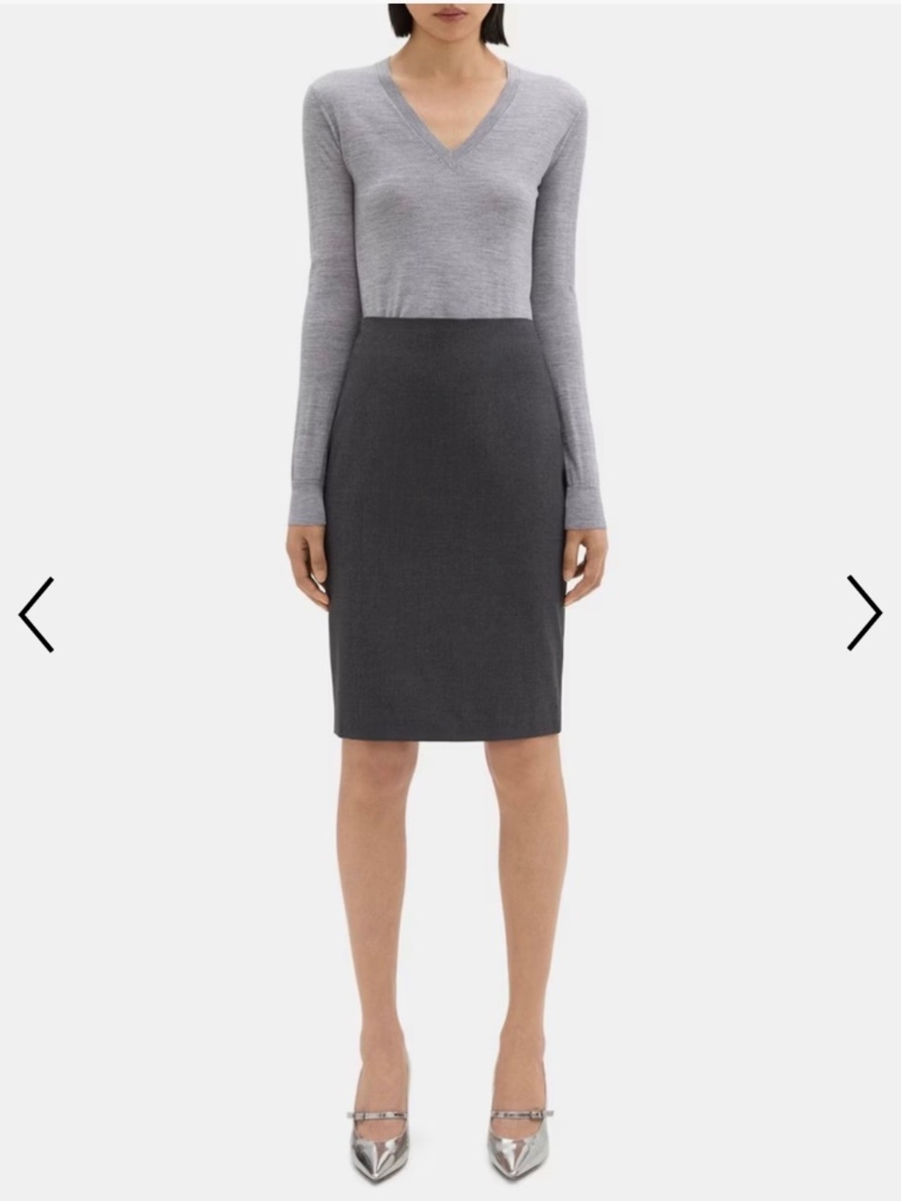 Theory Gray Pencil Skirt In Stretch Wool sz 2